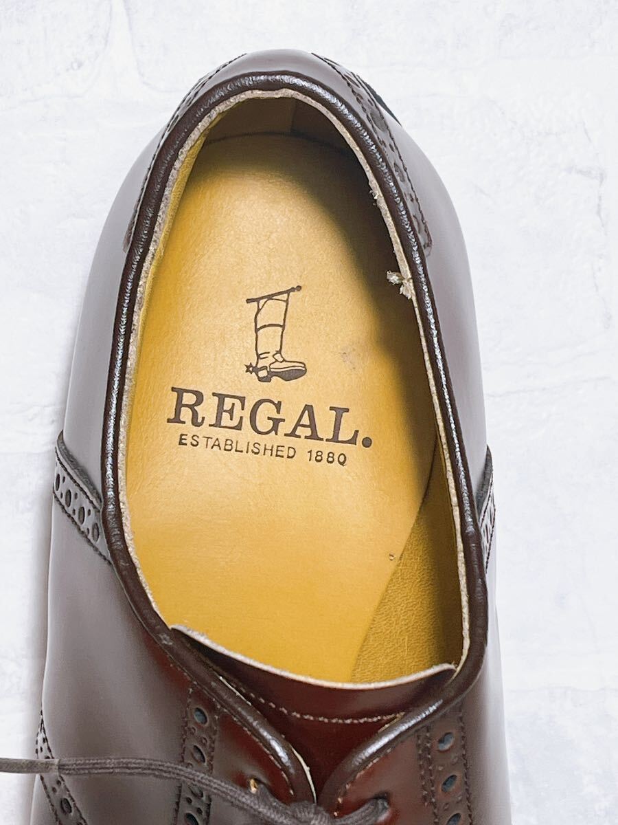 【未使用】REGAL リーガル 上質　サドルシューズ プレーントゥ 茶 24.5EEcm メンズ 高級紳士靴 ビジネス レザー_画像7