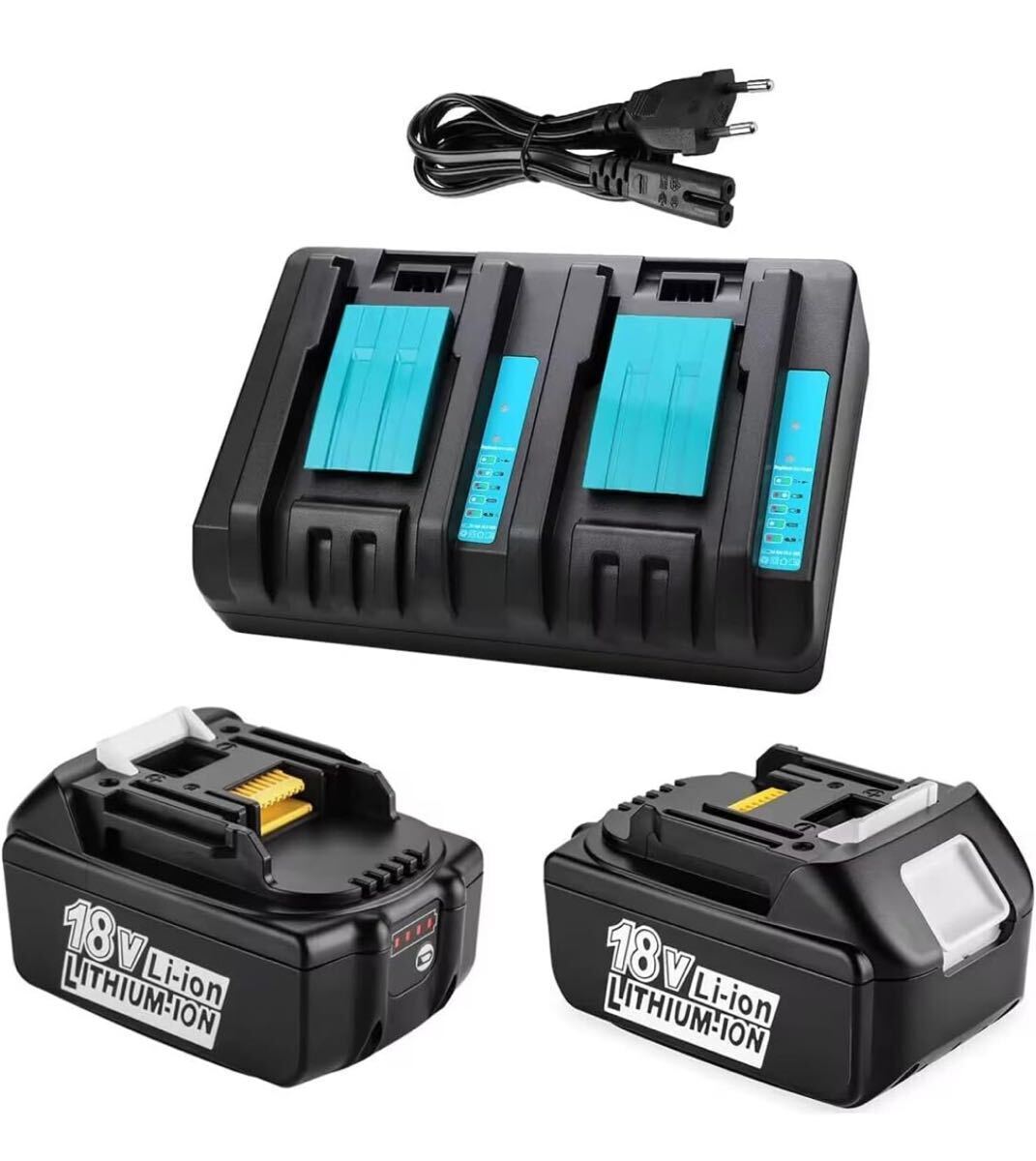 互換マキタ 18v バッテリー+DC18RC充電器セット マキタバッテリー18V 6000mAh マキタDC18RD充電器 電動工具_画像1