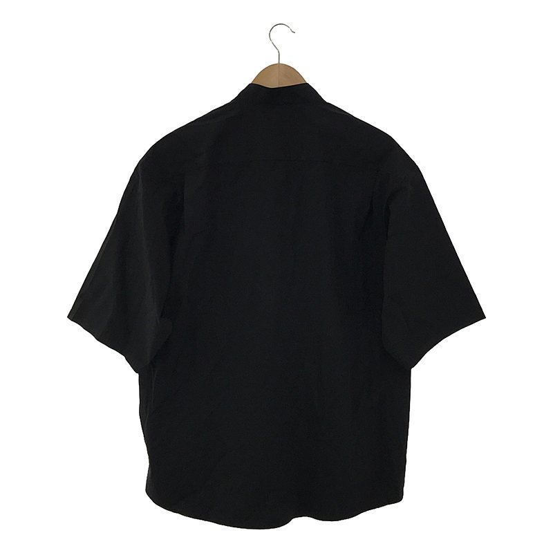 LIBERUM / リベルム | レザーポケット バンドカラー 半袖シャツ | 2 | ブラック | メンズ_画像4