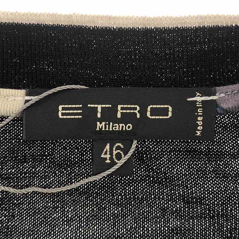 ETRO / エトロ | 花柄プリント ニット切替 トップス | 46 | ブラック/ホワイト/パープル | レディース_画像5