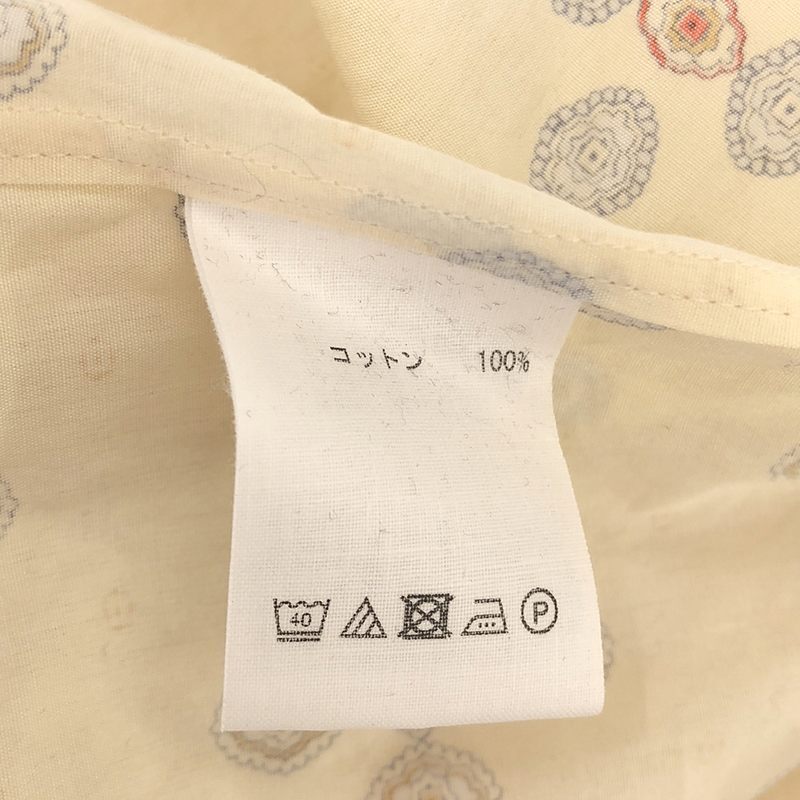 【美品】 JUN MIKAMI / ジュンミカミ | 小紋柄プリント プリーツカラーシャツ | レッド / クリーム | レディース_画像6