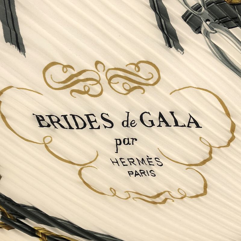 【美品】 HERMES / エルメス | BRIDES de GALA 式典用の馬勒 シルク プリーツ スカーフ | ゴールド | レディース_画像3