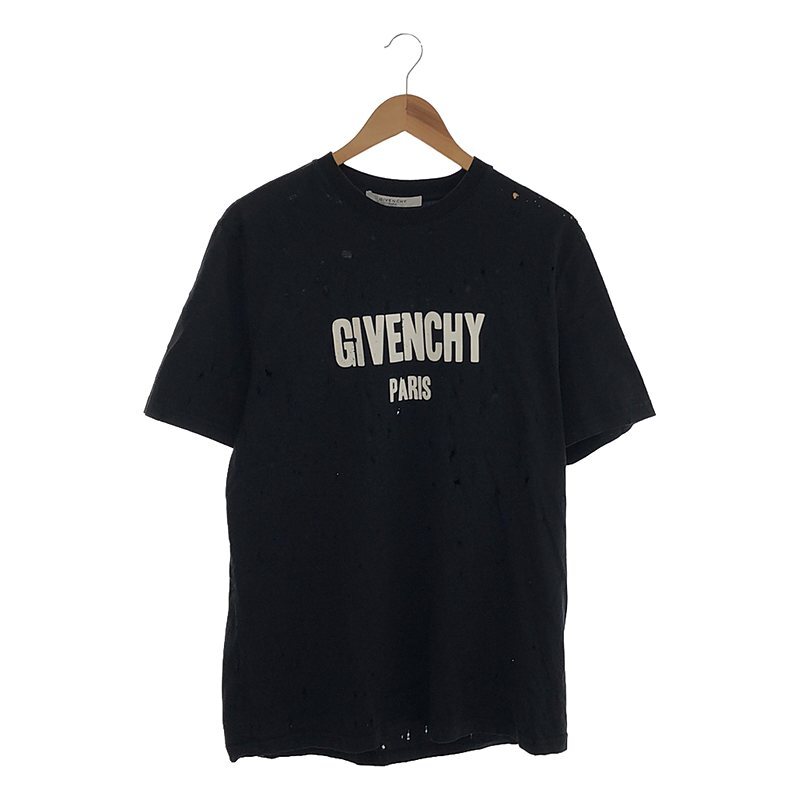 GIVENCHY / ジバンシィ | デストロイ ロゴ Tシャツ | M | ブラック/ホワイト | レディース