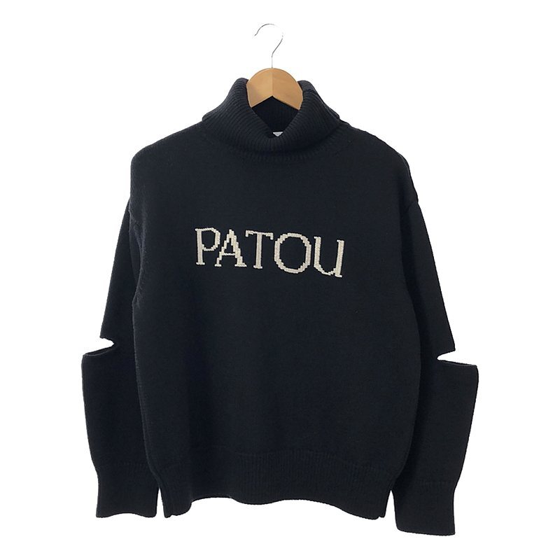 【美品】 PATOU / パトゥ | カットアウト ロゴ タートルネックニット | S | ブラック/ベージュ | レディース