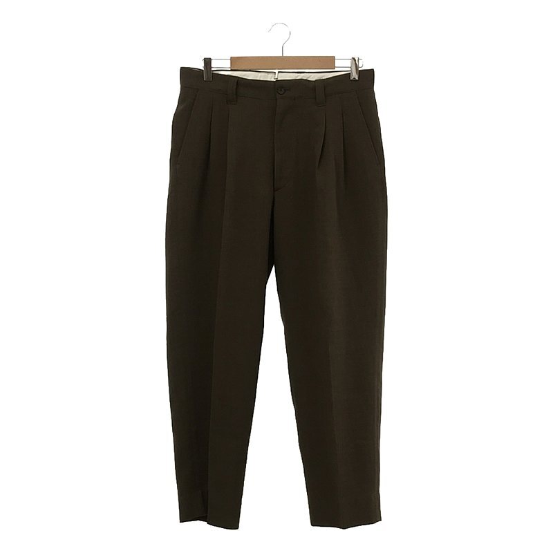 steven alan / スティーブンアラン | TW BOIL 2PLEATED MORE TAPERED PANTS ウール混 2プリーツ テーパードパンツ | L | ブラウン_画像1