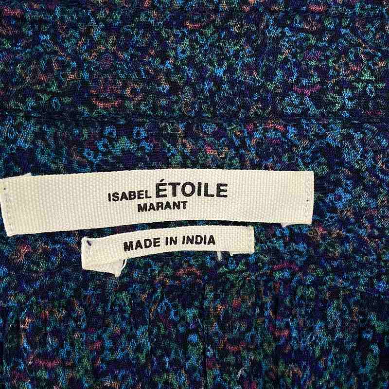 ISABEL MARANT ETOILE / イザベルマランエトワール | レーヨン 総柄プリント ピンタック ロングシャツ ワンピース | S | ネイビー_画像6