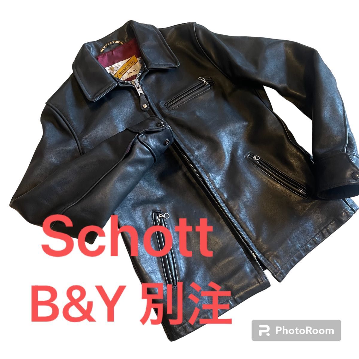 Schott × UNITED ARROWS 別注 レザージャケット　シングルライダースジャケット　38  ブラック　M