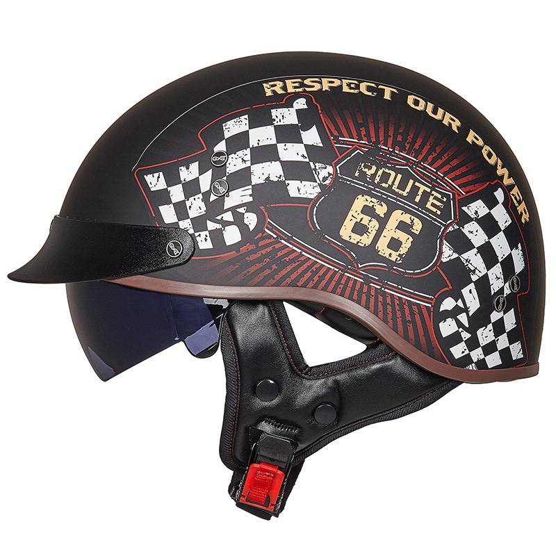 新品 ハーフヘルメット 内蔵ゴーグル 12色 半帽ヘルメット 男女兼用 バイクヘルメット 半キャップ ヘルメット Ｍ-XXL選択可 A-XL_画像1