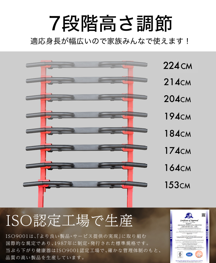 ★【1台限定】 ぶら下がり健康器 折りたたみ 折り畳み おりたたみ ぶら下がり健康機 BARWING 高さ調整可能 懸垂 筋トレ器具 BW-OBLS01の画像4