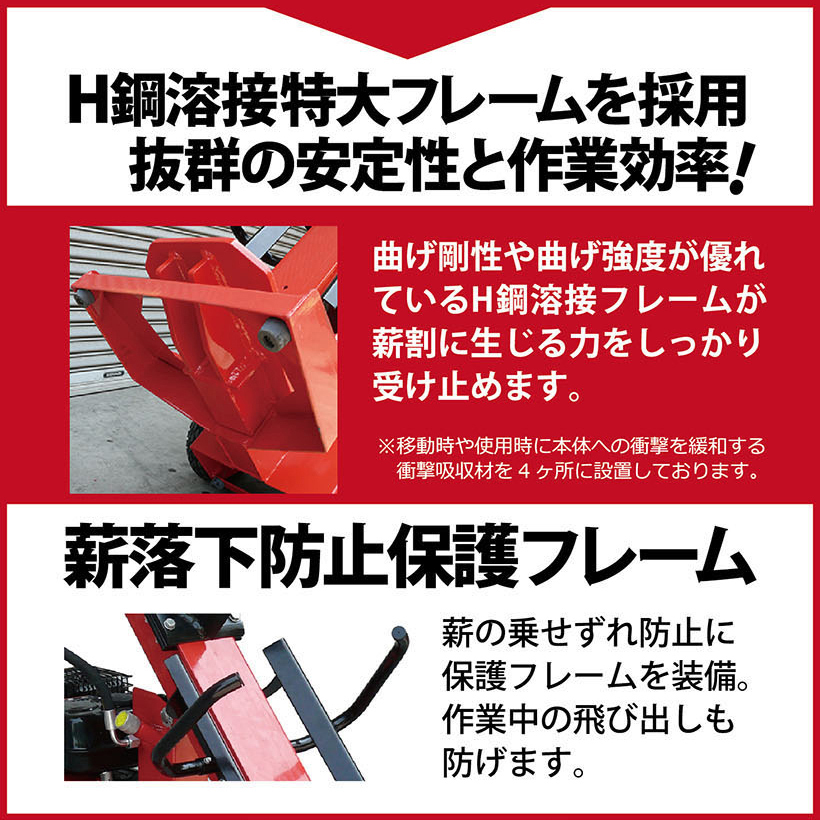 ★1円～★【1台限定】 薪割り機 エンジン 15t 縦横斜め置き兼用 薪割機 ログスプリッター エンジン式 破砕力 15t 薪ストーブ 新品 YT-MK15N_画像4