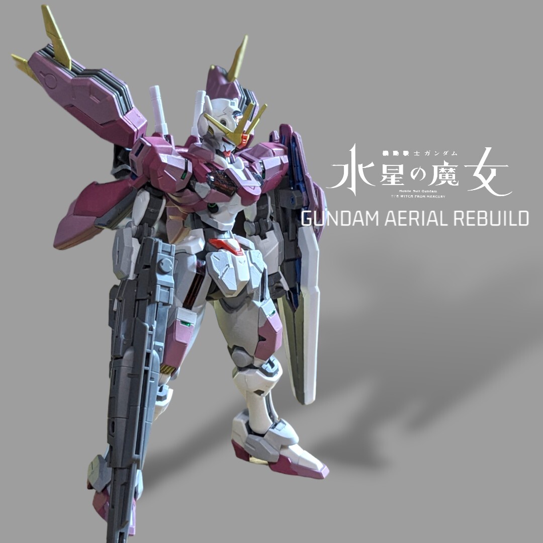 １円スタート ＨＧ 1/144 ガンダムエアリアル（改修型） 塗装済 完成品 HG １／１４４ ハイグレード ガンプラ バンダイ 水星の魔女_画像6