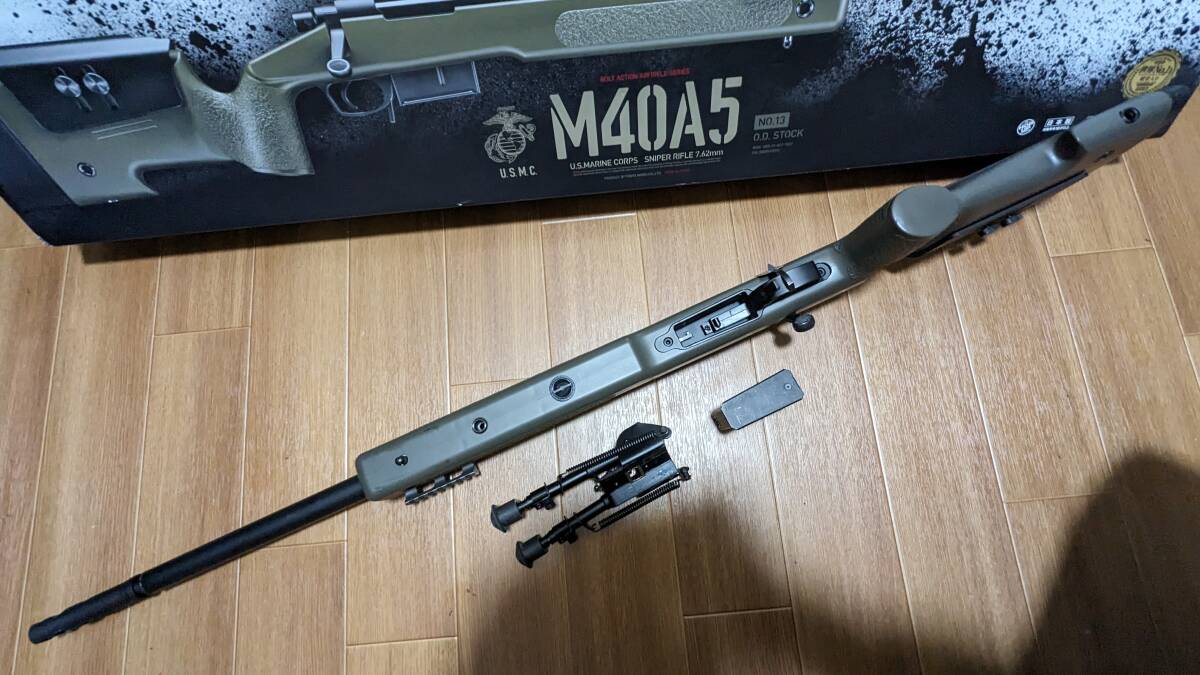 東京マルイ M40A5 O.D.ストック U.S.M.C ボルトアクションエアライフル 予備マガジン付き【新古品】の画像5