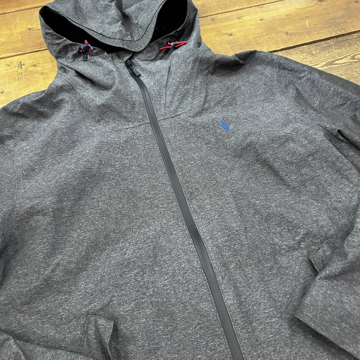 美品 Polo Ralph Lauren / ポロ ラルフローレン 2l Portland Full Zip ナイロンジャケット ジップ グレー系 Mサイズ ドローコード used_画像3