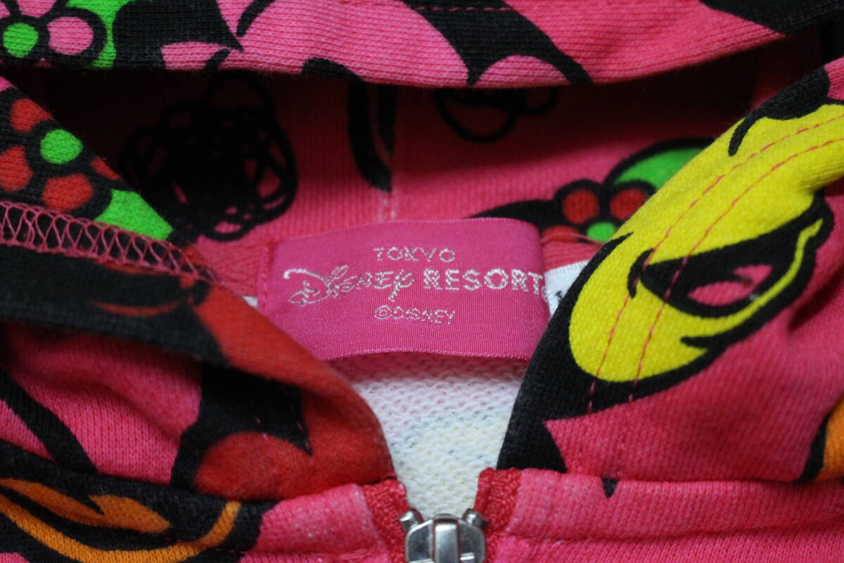 TOKYO Disney RESORT 公式 東京ディズニーリゾート ミニー総柄ジップアップパーカー 120 フーディー 子供服 キッズ ピンク オフィシャル_画像3