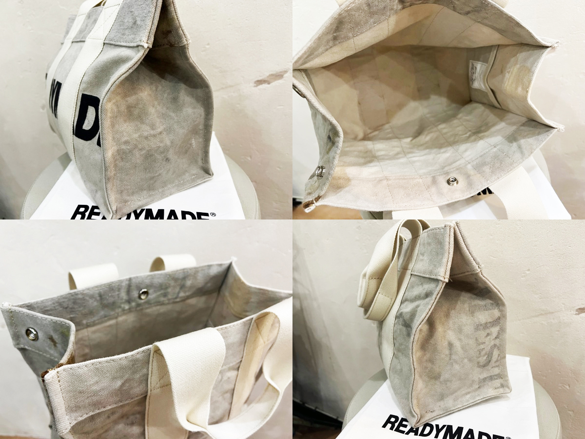 ほぼ未使用 READYMADE/レディーメイド EASYTOTE イージートート Sサイズ ホワイト ヴィンテージコットン トートバッグ ユニセックス