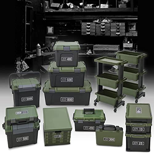 JEJa stage storage box [X series NT box #7] black green width 20× depth 34× height 11cm made in Japan loading piling 