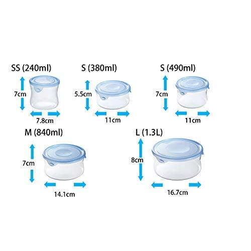 iwaki(イワキ) 耐熱ガラス 保存容器 アクアブルー 丸型 S 380ml ×4個セット ごはん 1膳 パック&レンジ KBT7401BLN_画像7