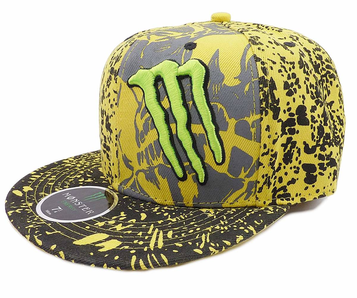 MONSTER ENERGY モンスターエナジー ロゴ ドクロ スカルデザイン ベースボールキャップ（イエロー） (7 1/8 57cm) 【並行輸入品】