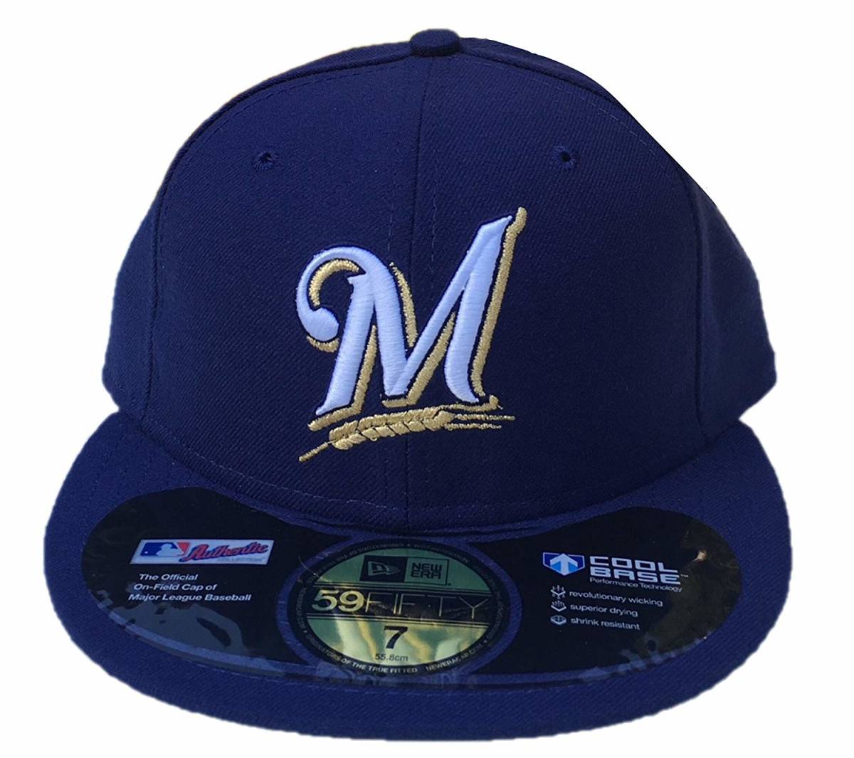 New Era ニューエラ 59FIFTY MLB ミルウォーキー ブルワーズ Mロゴ ベースボールキャップ（ネイビー） (7 5/8 60.6cm) [並行輸入品]_画像2