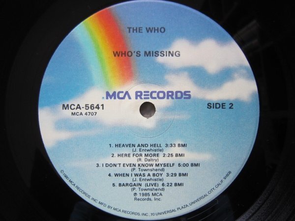 ★【US Orig盤】THE WHO ザ・フー/WHO'S MISSING オリジナルLP未収録曲多数 レア・テイク集 編集盤 MCA-5641 極美盤★_画像5