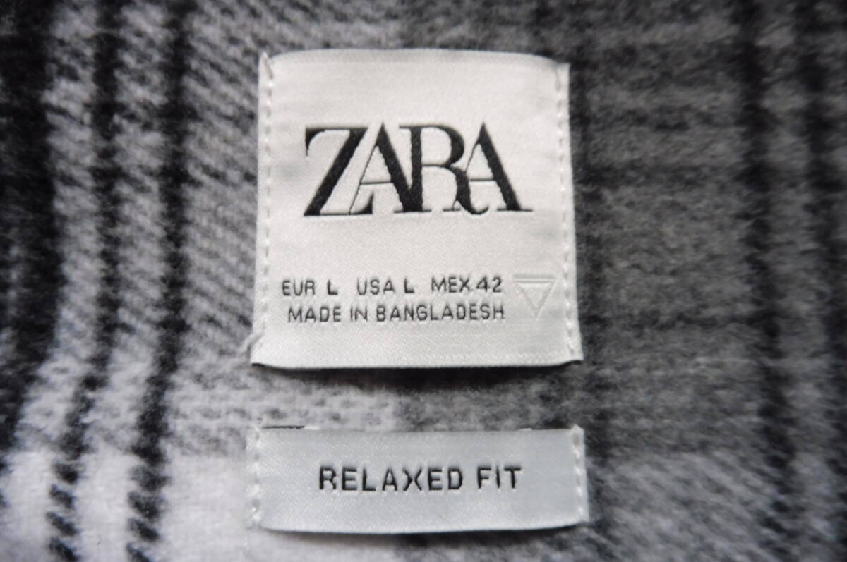 ZARA RELAXED FIT バッファロー ブロック チェックネルシャツ シャツジャケット アメカジ サーフ 黒×白 L_画像4