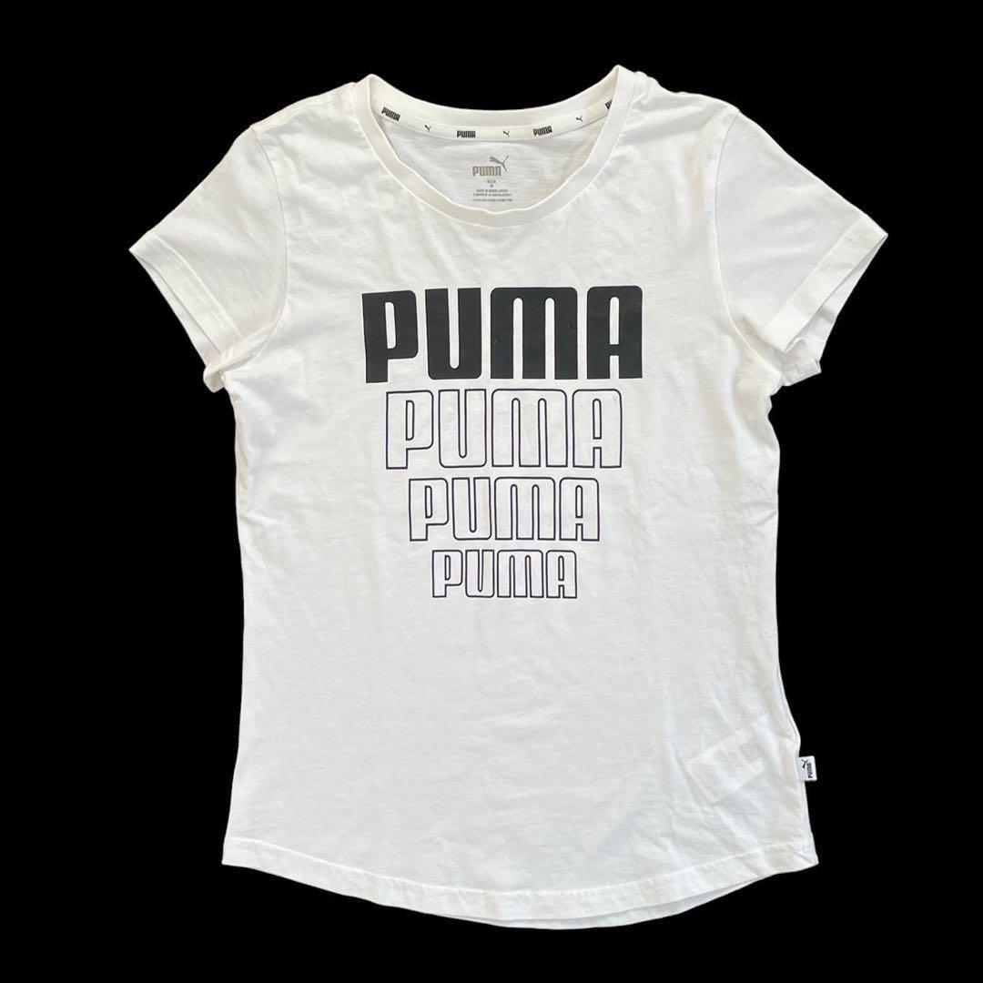 PUMA プーマ 半袖Tシャツ 白 綿 ロゴ グラフィック 半袖 レディース_画像1
