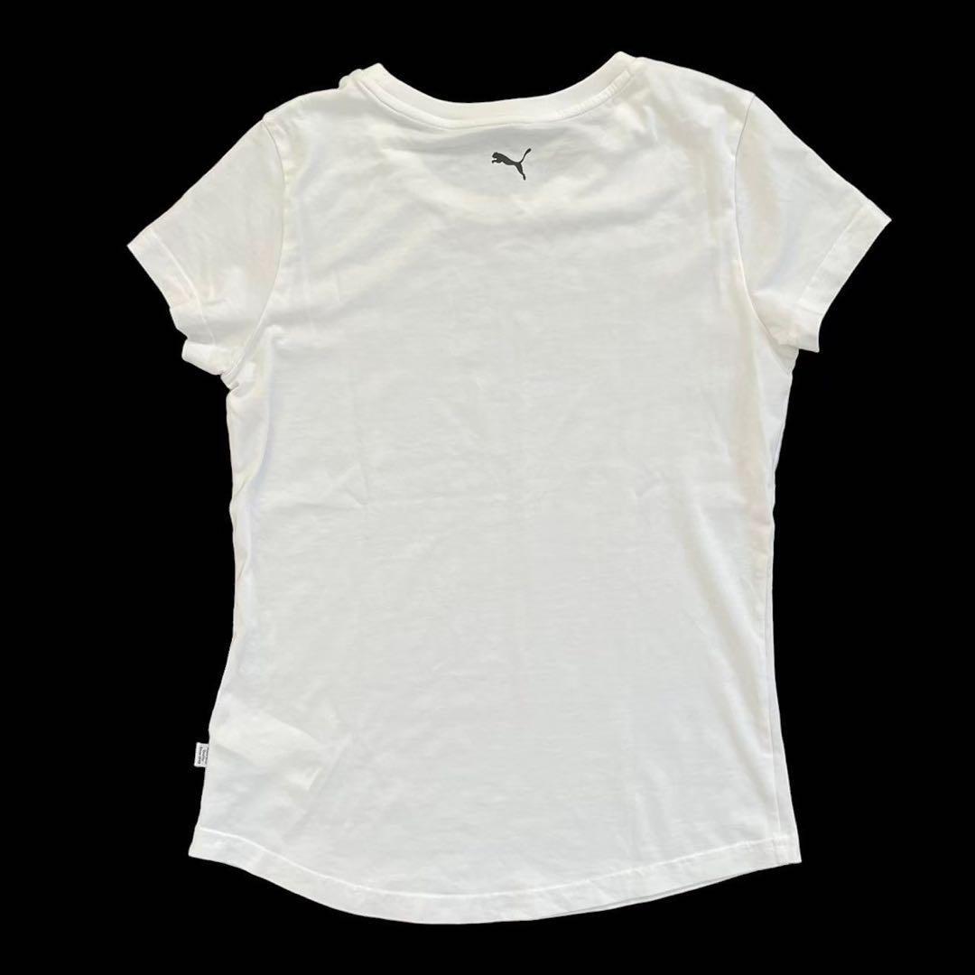 PUMA プーマ 半袖Tシャツ 白 綿 ロゴ グラフィック 半袖 レディース_画像2