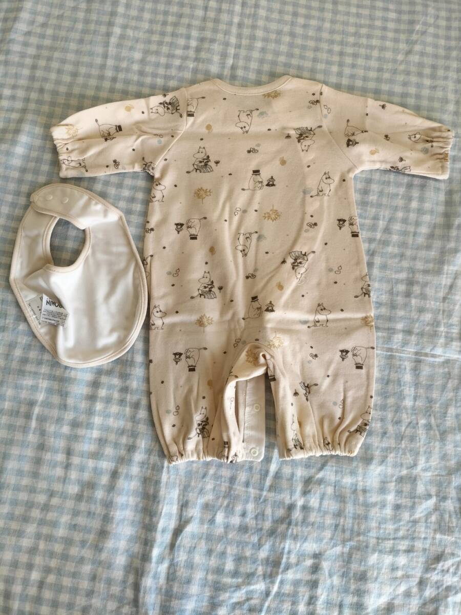  новый товар! Moomin младенец платье-комбинезон . нагрудник. 2 позиций комплект 