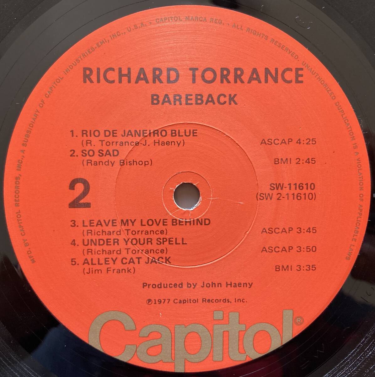 ◆RICHARD TORRANCE/リチャード・トーランス◆US盤LP/BAREBACK//シュリンク付_画像6