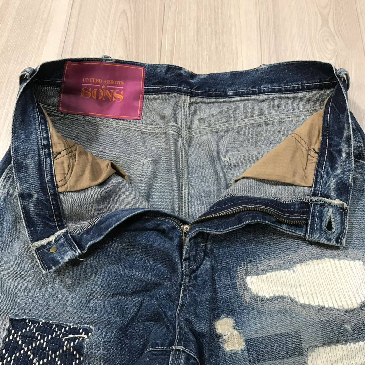UNITED ARROWS & SONS SASHIKO DENIM PANTS アンド サンズ 刺子 UNITED ARROWS & SONS SASHIKO DENIM PANTS アンド サンズ 刺子