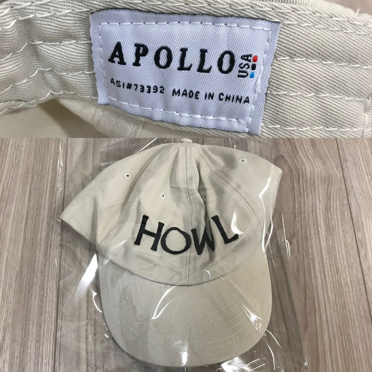 HOWL LOGO CAP HAT CITY LIGHTS BOOKSTORE APOLLO USA BEAUTY & YOUTH BASEBALL ハウル ロゴ キャップ 帽子 ハット ベージュ アメリカ