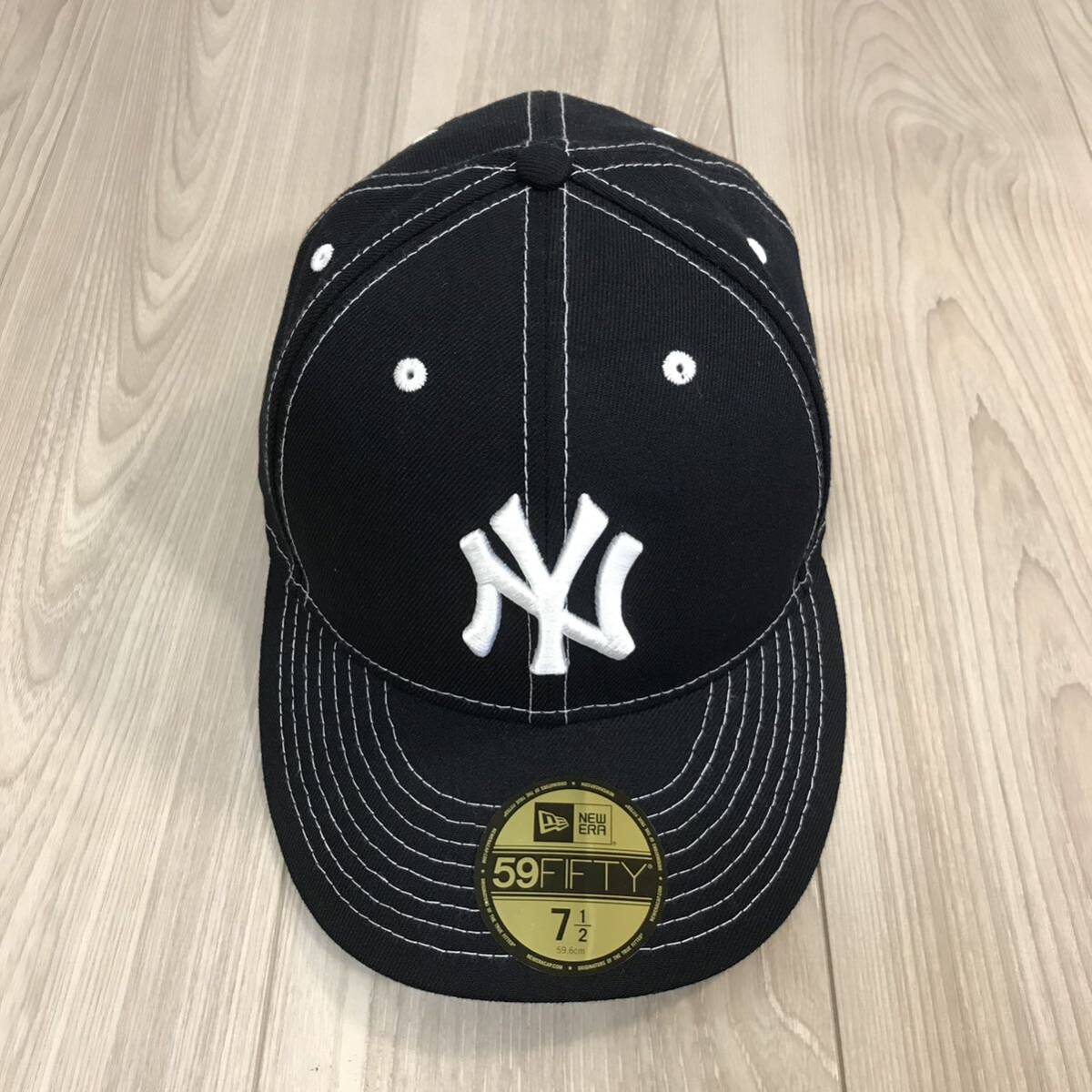 NEW ERA MLB STITCH 59fifty CAP HAT NEW YORK YANKEES NY 7 1/2 ニューエラ ニューヨーク ヤンキース キャップ ステッチ 帽子 ハット 黒