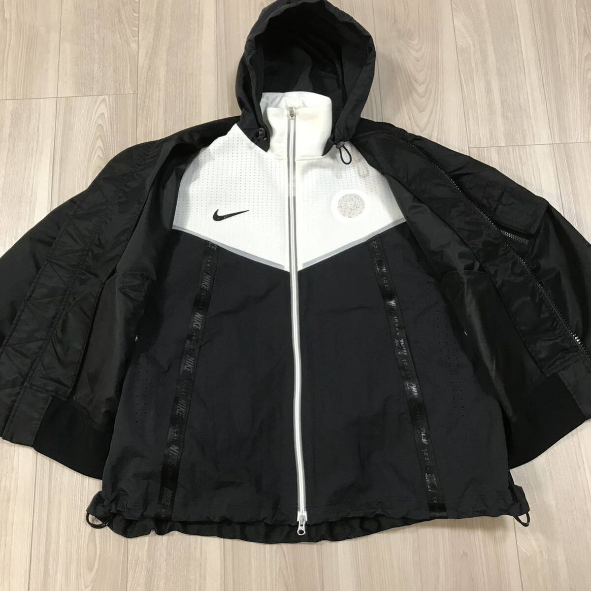 Sacai NIKE Layered MA-1 windrunnerナイキ サカイ ボンバー トラック ナイロン ジャケット パーカー ジャージ ウィンドランナー ブルゾン