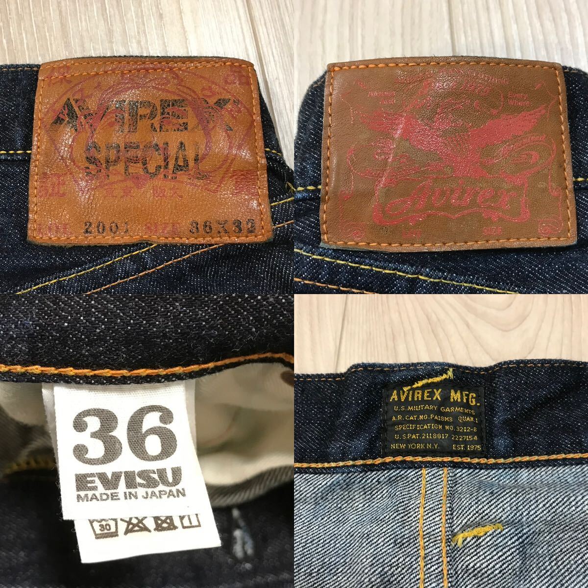 EVISU AVIREX DENIM PANTS USA JAPAN MA-1 36 30周年 EVISU AVIREX DENIM PANTS USA JAPAN MA-1 36 30周年