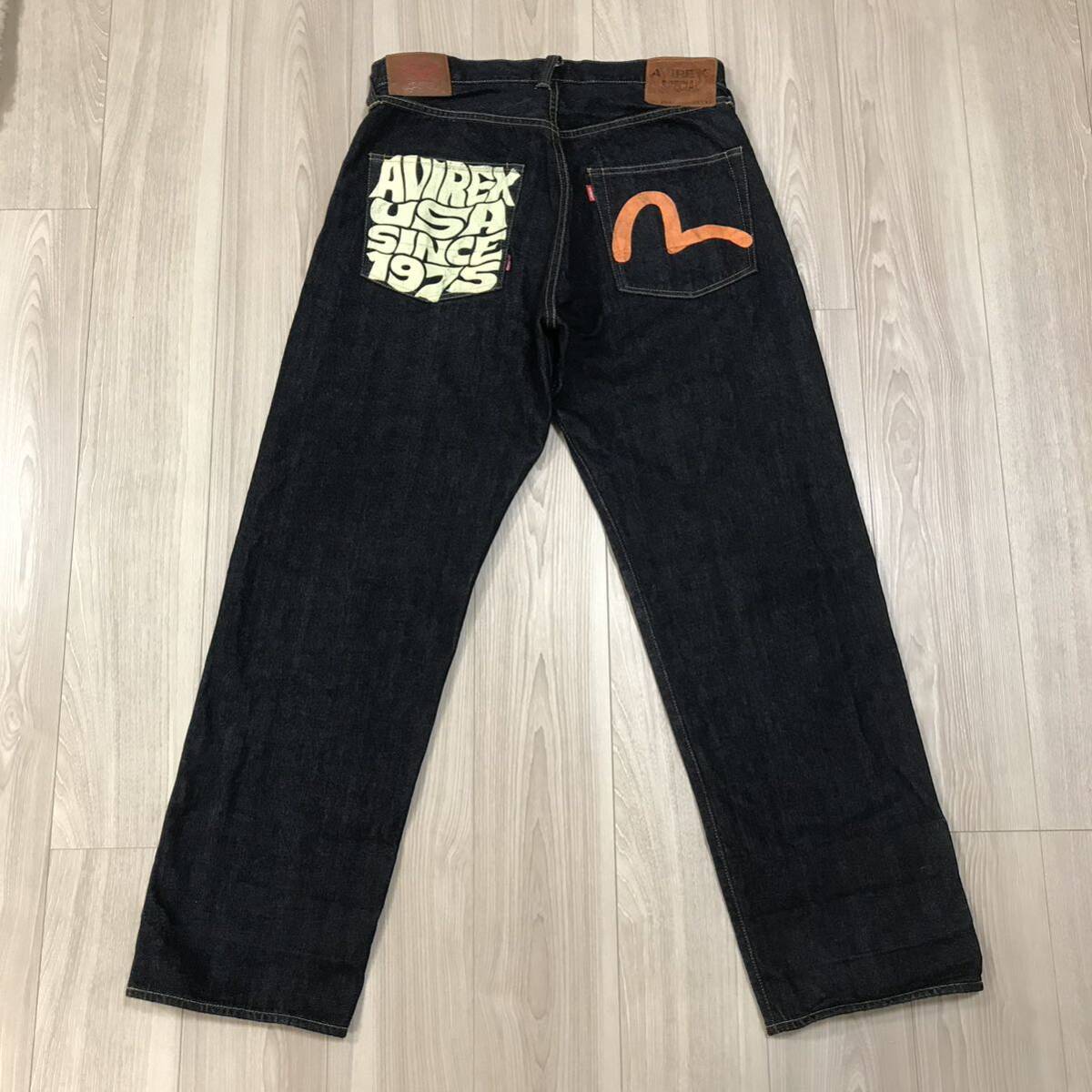EVISU AVIREX DENIM PANTS USA JAPAN MA-1 36 30周年 EVISU AVIREX DENIM PANTS USA JAPAN MA-1 36 30周年
