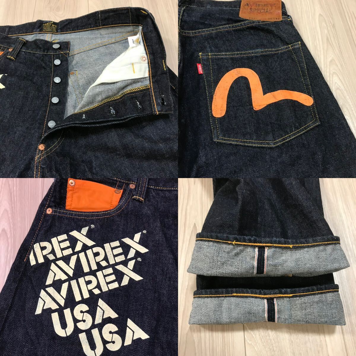 EVISU AVIREX DENIM PANTS USA JAPAN MA-1 36 30周年 EVISU AVIREX DENIM PANTS USA JAPAN MA-1 36 30周年