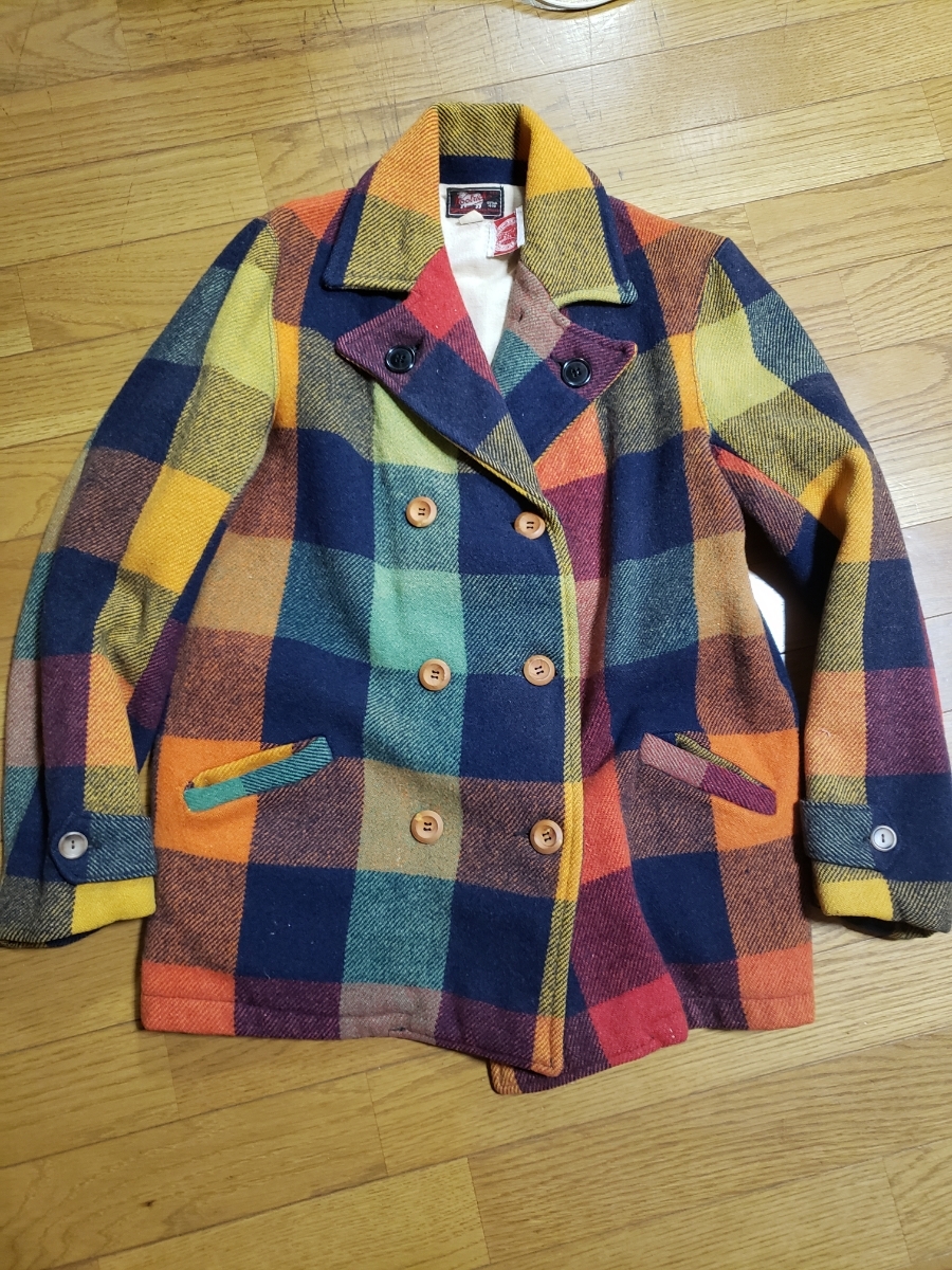 40s ウールリッチ WOOLRICH ウール ピーコート 40年代 ビンテージ　チェック　旧タグ