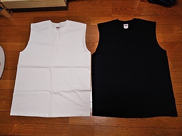 新品未使用 2枚セット anvil ノースリーブシャツ USサイズ L ブラック ホワイト 黒白 コットン100％ 無地シャツ 美品 ホンジュラス製_画像1