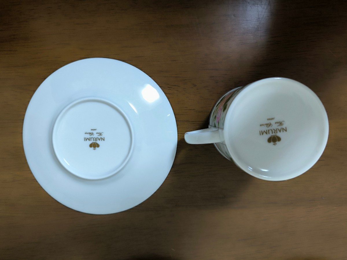 鳴海製陶　NARUMI　JAPAN　カップ ティーカップ 色違い5客セット　 金縁　コーヒー アンティーク 花柄 食器 陶器_画像9