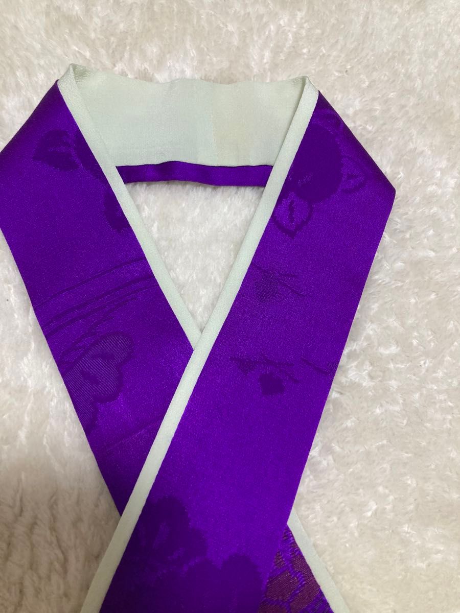 紫×淡緑　重ね襟　伊達襟　ハンドメイド