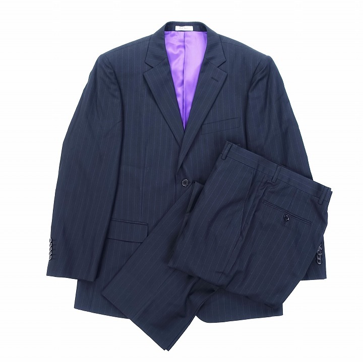 Paul Smith London × che rutiSUPERISSIMO 150s костюм выставить полоса 2B общий обратная сторона боковой Benz A-48 темно-синий a148