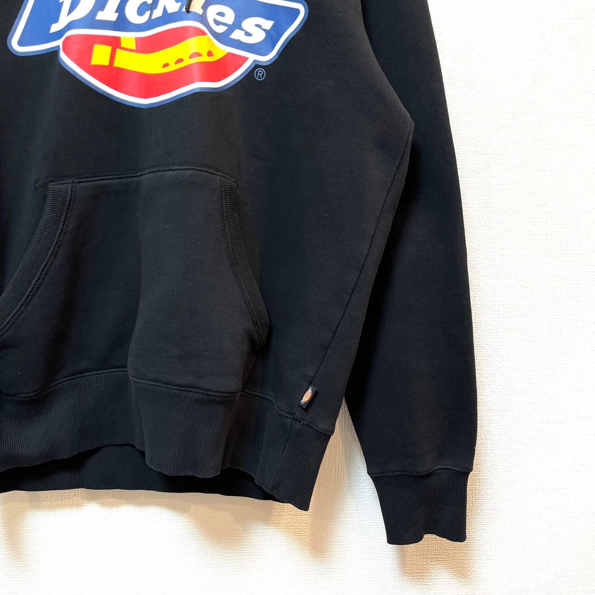 Dickies(ディッキーズ) ブランドロゴプリント裏起毛スウェットプルパーカープルオーバー ブラック Mサイズ ロゴ フーディー