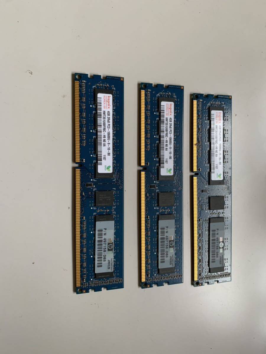 HYNIX 2Rx8 PC3-10600U 4GB 3枚で 12GB DDR3 デスクトップ用メモリ_画像1