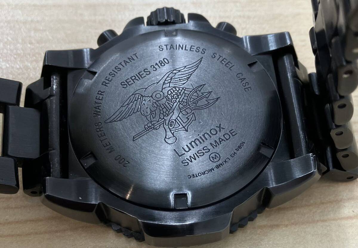 「H6932」稼働品 LUMINOX ルミノックス シリーズ 3180 クロノグラフ クオーツ メンズ 腕時計 ブラックの画像6