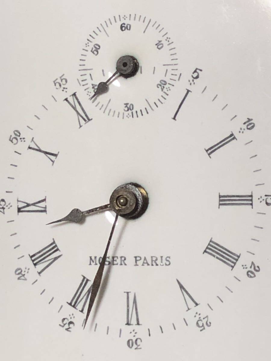 稼働品◆アンティーク MOSER PARIS モーザー パリ 枕時計 キャリッジクロック ゼンマイ式 置時計 置き時計 レトロの画像3
