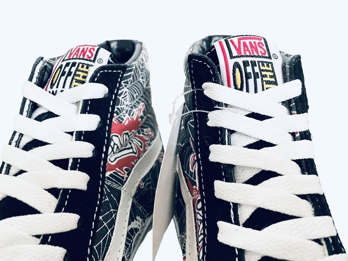 デッド!! 希少!! 限定 VANS SK8HI V38 SPIDER バンズ スケートハイ スカル スパイダー 黒 × 白 us 7 / 25 ㎝_画像6