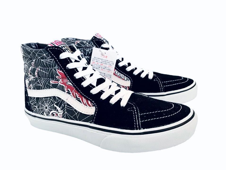 デッド!! 希少!! 限定 VANS SK8HI V38 SPIDER バンズ スケートハイ スカル スパイダー 黒 × 白 us 7 / 25 ㎝_画像2