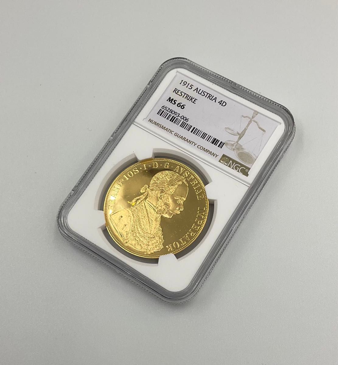 ★高鑑定 大型金貨 1915 オーストリア フランツ・ヨーゼフ１世 4ダカット 金貨 双頭の鷲 NGC MS66 リストライク