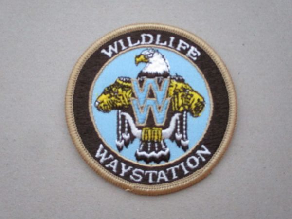 80s 野生動物ウェイステーションWILD LIFE WAYSTATIONワッペン/野鳥ビンテージ動物保護区PATCH白頭鷲ライオンLIONトラ自然アップリケ V200_画像1