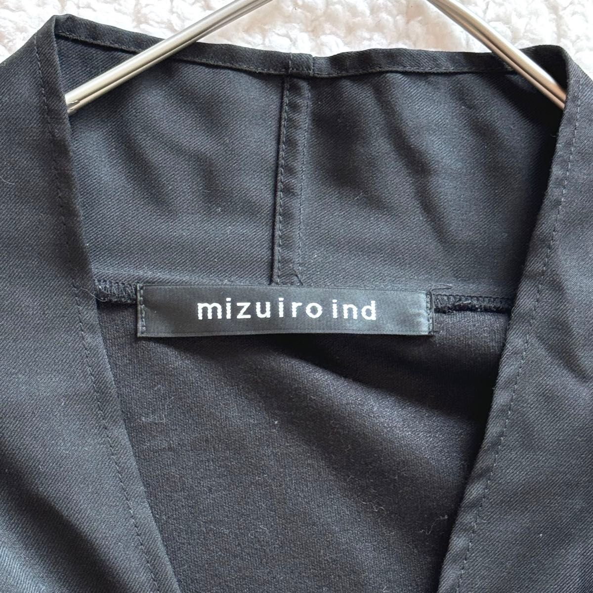極美品　ミズイロインド　ワンピース プルオーバー 黒 日本製 長袖 フリーサイズ ポケットあり ウール混